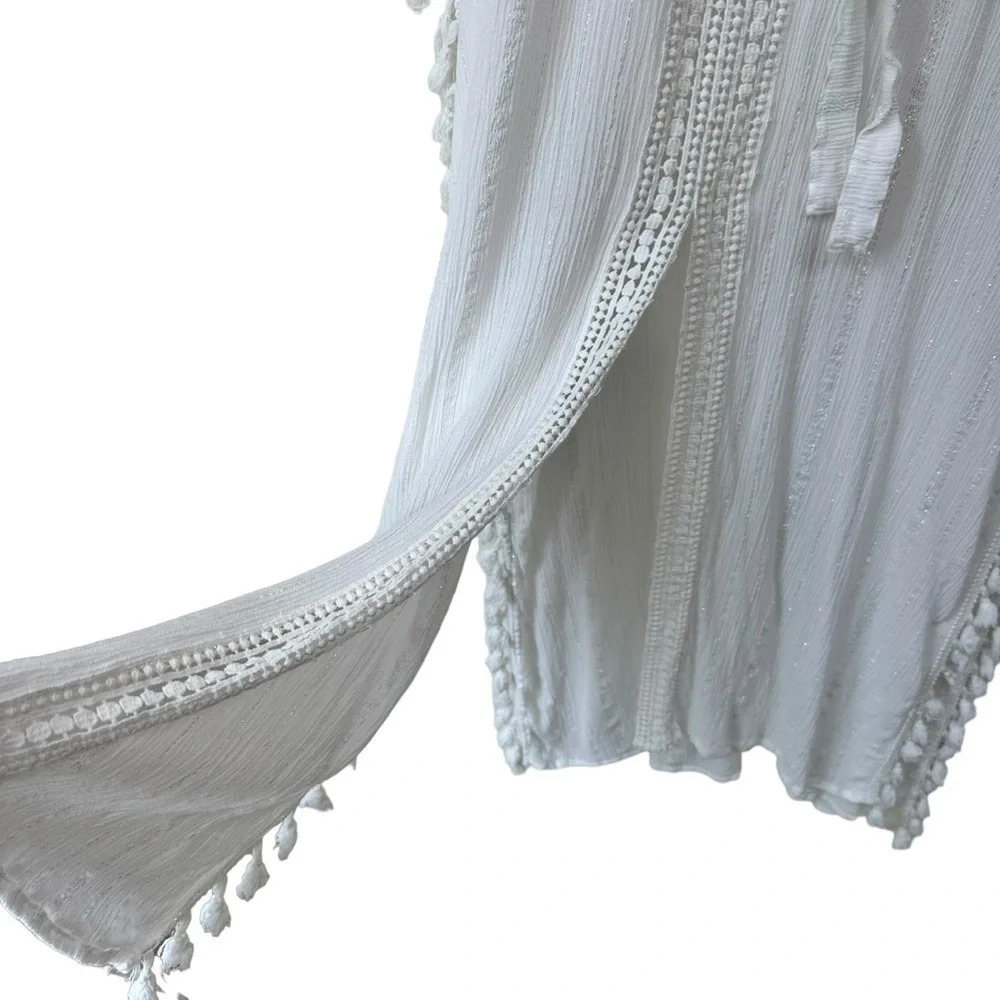 Blue Island Summer Sleeveless Swim Dress Coverup, White, Medium